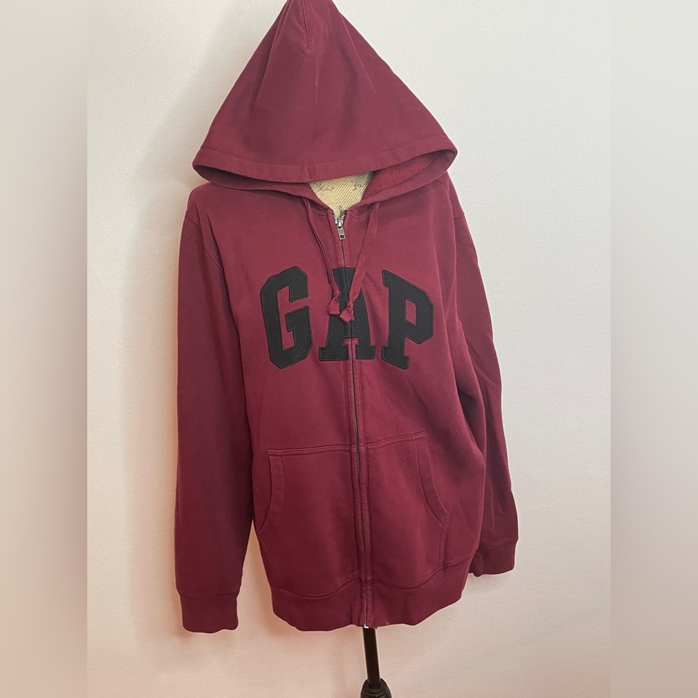 Used Gap Logo Zip Hoodie Burgundy Men's Size L